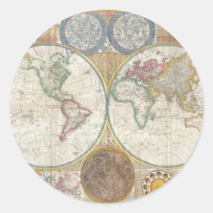 Wereldkaart Ronde Sticker