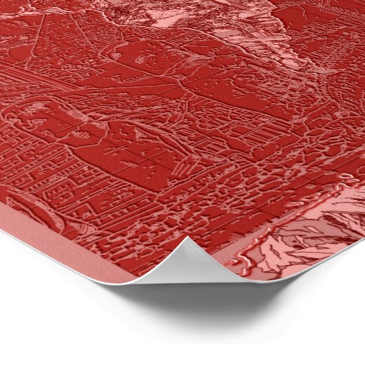 wereldkaart rood 1 poster (Hoek)