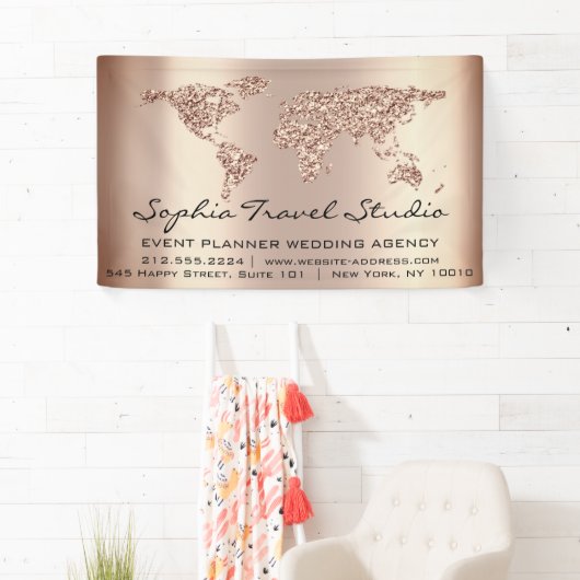 wereldkaart Roos Gold Earth Event Plan Spandoek (Insitu)