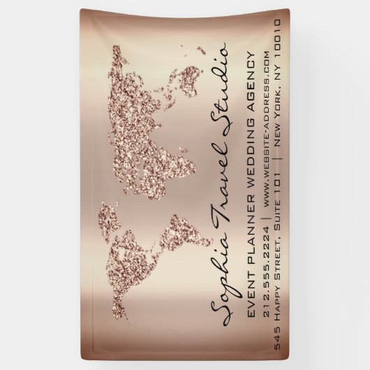 wereldkaart Roos Gold Earth Event Plan Spandoek (Verticaal)