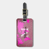 Wereldkaart Roos Gold Glitter Monogram Traveler Ro Bagagelabel (Voorkant verticaal)