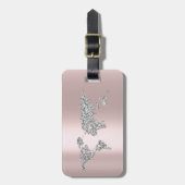 Wereldkaart Roos grijs adres naam legant Bagagelabel (Voorkant verticaal)