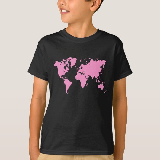 Wereldkaart - Roze T-shirt (Voorkant)