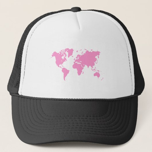 Wereldkaart - Roze Trucker Pet (Voorkant)