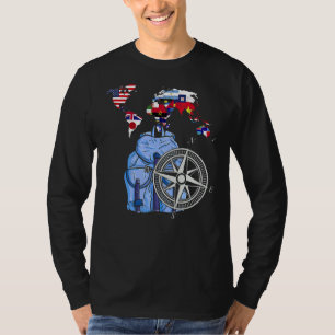 Wereldkaart rugzak Compass Traveling World-vlaggen T-shirt