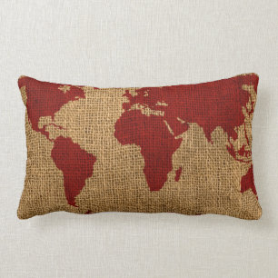 wereldkaart Rustic Red Kussen