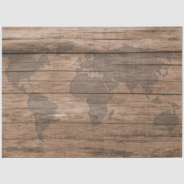 Wereldkaart Rustic Wood 20x30-decoupage Tissuepapier