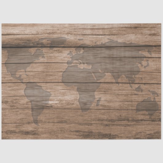 Wereldkaart Rustic Wood 20x30-decoupage Tissuepapier (Voorkant)
