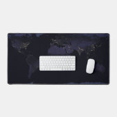 Wereldkaart 's Nachts licht de stad van de aarde. Bureaumat (Keyboard & Muis)