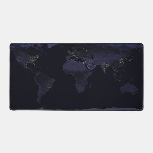 Wereldkaart 's Nachts licht de stad van de aarde. Bureaumat (Voorkant)