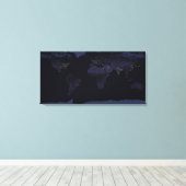 Wereldkaart 's Nachts licht de stad van de aarde. Canvas Afdruk (Insitu (Houten vloer))