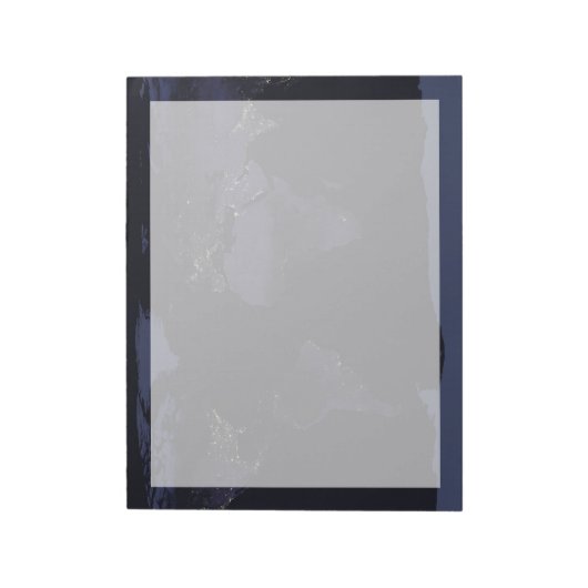 Wereldkaart 's Nachts licht de stad van de aarde. Notitieblok (Linkerzijde)