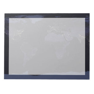 Wereldkaart 's Nachts licht de stad van de aarde. Notitieblok