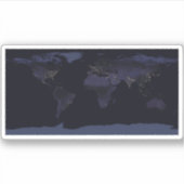 Wereldkaart 's Nachts licht de stad van de aarde. Sticker (Voorkant)