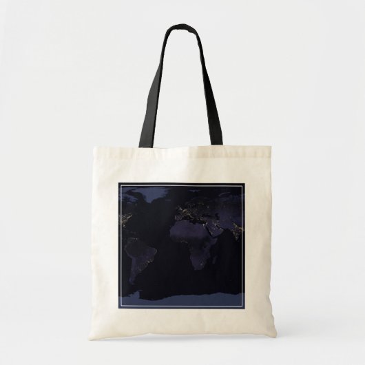 Wereldkaart 's Nachts licht de stad van de aarde. Tote Bag (Voorkant)