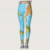 Wereldkaart. Schoolse leggings. themadag Leggings (Voorkant)