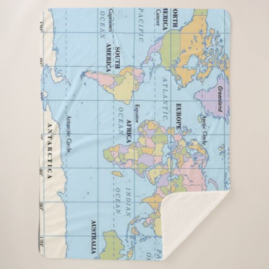 WERELDKAART SHERPA DEKEN (Voorkant)