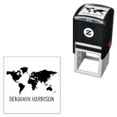 Wereldkaart Silhouet Naam Alleen Zelfinktende Stempel (In situ)