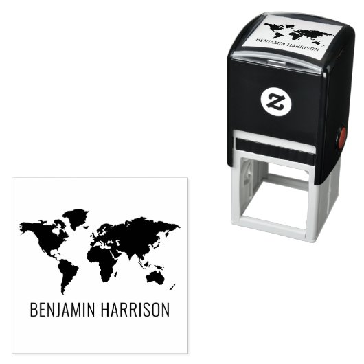 Wereldkaart Silhouet Naam Alleen Zelfinktende Stempel (In situ)
