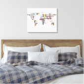 Wereldkaart Silhouette - Abstracte Piet Mondrian Canvas Afdruk (Insitu (Slaapkamer))