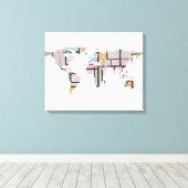 Wereldkaart Silhouette - Abstracte Piet Mondrian Canvas Afdruk (Insitu (Houten vloer))