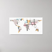 Wereldkaart Silhouette - Abstracte Piet Mondrian Canvas Afdruk (Voorkant)