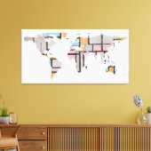 Wereldkaart Silhouette - Abstracte Piet Mondrian Canvas Afdruk (Insitu (Woonkamer))