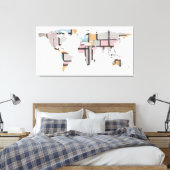 Wereldkaart Silhouette - Abstracte Piet Mondrian Canvas Afdruk (Insitu (Slaapkamer))