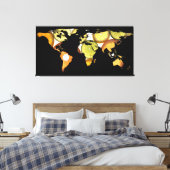 Wereldkaart Silhouette - Citrusvruchten Canvas Afdruk (Insitu (Slaapkamer))