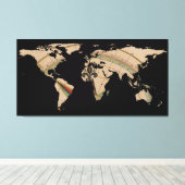 Wereldkaart Silhouette - Compass Roos Canvas Afdruk (Insitu (Houten vloer))