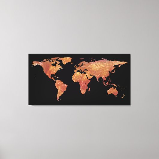 Wereldkaart Silhouette - Crispy Bacon Canvas Afdruk (Voorkant)