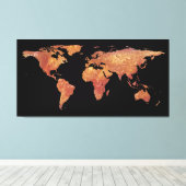 Wereldkaart Silhouette - Crispy Bacon Canvas Afdruk (Insitu (Houten vloer))