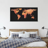 Wereldkaart Silhouette - Crispy Bacon Canvas Afdruk (Insitu (Slaapkamer))