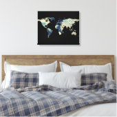 Wereldkaart Silhouette - De grote golf van Kanagaw Canvas Afdruk (Insitu (Slaapkamer))