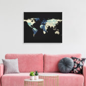 Wereldkaart Silhouette - De grote golf van Kanagaw Canvas Afdruk (Insitu (Woonkamer))