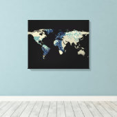 Wereldkaart Silhouette - De grote golf van Kanagaw Canvas Afdruk (Insitu (Houten vloer))