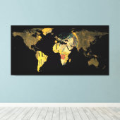 Wereldkaart Silhouette - De Kiss Gustav Klimt Canvas Afdruk (Insitu (Houten vloer))