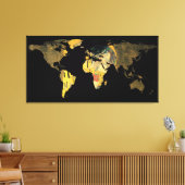 Wereldkaart Silhouette - De Kiss Gustav Klimt Canvas Afdruk (Insitu (Woonkamer))