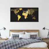 Wereldkaart Silhouette - De Kiss Gustav Klimt Canvas Afdruk (Insitu (Slaapkamer))