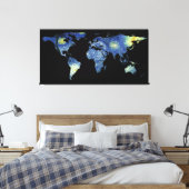 Wereldkaart Silhouette - De Sterrennacht Canvas Afdruk (Insitu (Slaapkamer))