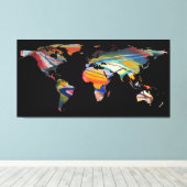 Wereldkaart Silhouette - Een Abstracte wereld Canvas Afdruk (Insitu (Houten vloer))