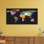 Wereldkaart Silhouette - Een Abstracte wereld Canvas Afdruk (Insitu (Woonkamer))