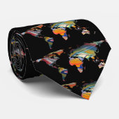 Wereldkaart Silhouette - Een Abstracte wereld Stropdas (Opgerold)