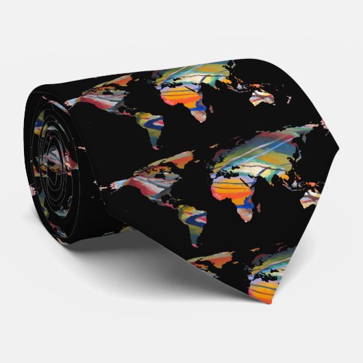 Wereldkaart Silhouette - Een Abstracte wereld Stropdas (Opgerold)