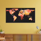 Wereldkaart Silhouette - Fire Photographic Mandala Canvas Afdruk (Insitu (Woonkamer))