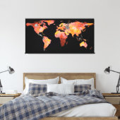 Wereldkaart Silhouette - Fire Photographic Mandala Canvas Afdruk (Insitu (Slaapkamer))