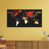 Wereldkaart Silhouette - Gemengde vruchten Canvas Afdruk (Insitu (Woonkamer))