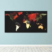 Wereldkaart Silhouette - Gemengde vruchten Canvas Afdruk (Insitu (Houten vloer))