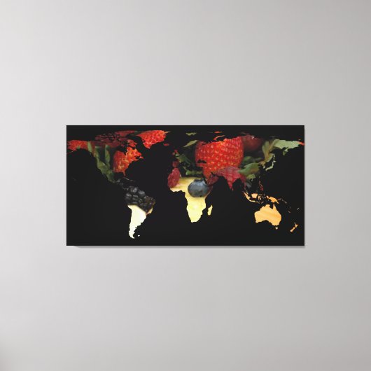 Wereldkaart Silhouette - Gemengde vruchten Canvas Afdruk (Voorkant)