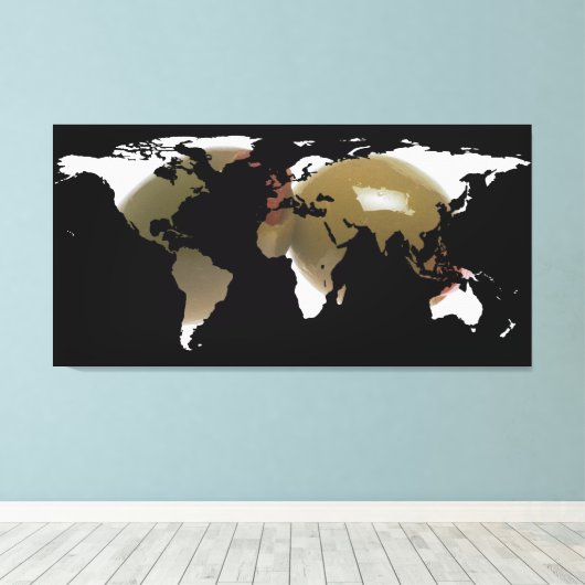 Wereldkaart Silhouette - Martini Oliving Canvas Afdruk (Insitu (Houten vloer))